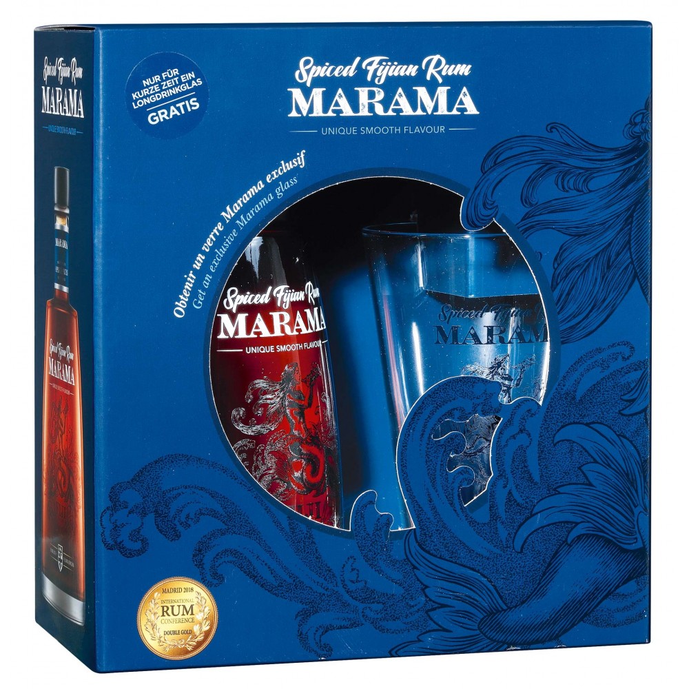 Rom Marama Spiced Fijian + Pahar, 40% alc., 0.7L, Fiji