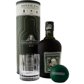 Rom negru Diplomatico Reserva Exclusiva + pahar + bila pentru gheata, 40% alc., 0.7L