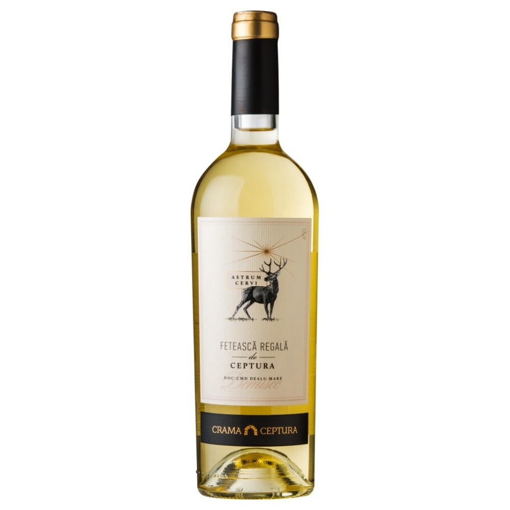 Vin alb demisec, Feteasca Regala, Ceptura Astrum Cervi Dealu Mare, 0.75L, 13% alc., Romania