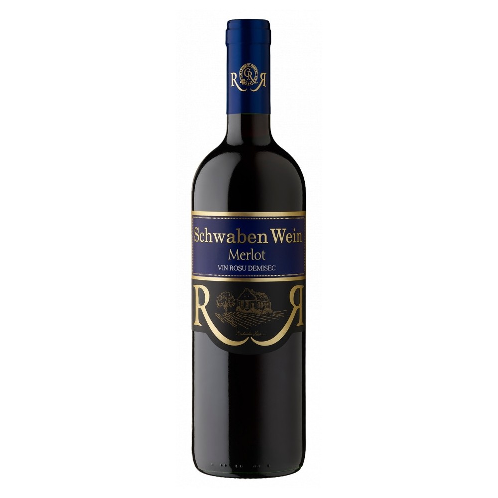 Vin rosu demisec, Merlot, Schwaben Wein Recas, 0.75L, 13.5% alc., Romania