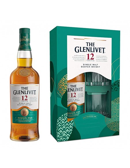 Whisky Single Malt The Glenlivet 12 years Double Oak + 2 Glasses, 0.7L, 40% alc., Scotland