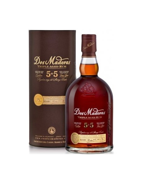 Black Rum Dos Maderas 5+5 + box, 10 years, 40% alc., 0.7L, Spain