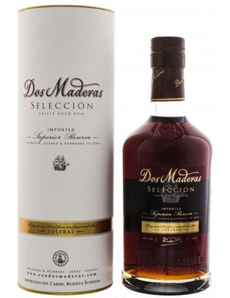 Rom negru Dos Maderas Seleccion + cutie, 42% alc., 0.7L, 10 ani, Spania