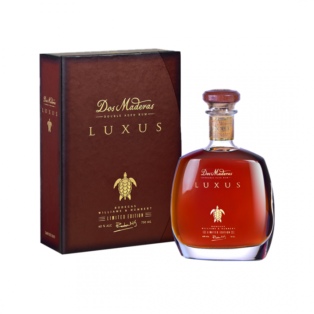 Rom negru Dos Maderas Luxus Double Aged + cutie, 40% alc., 0.7L, 15 ani, Spania