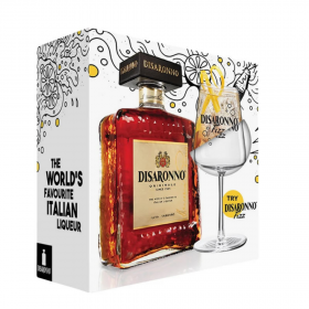 Liqueur Disaronno + Fizz Glass, 28% alc., 0.7L, Italy