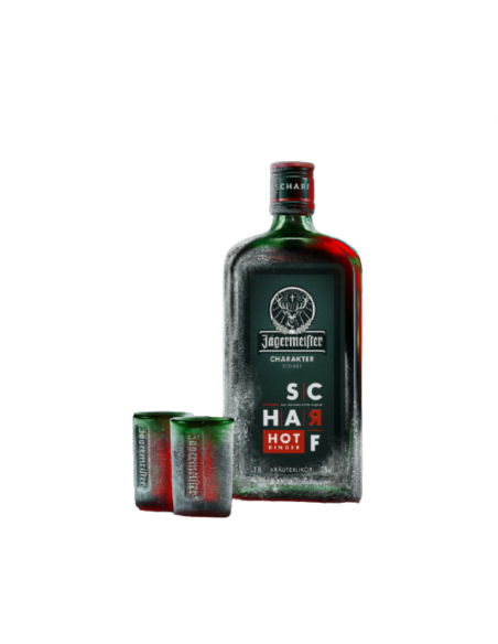 Digestive liqueur Jagermeister Scharf + shot glass, 33% alc., 0.7L, Germany