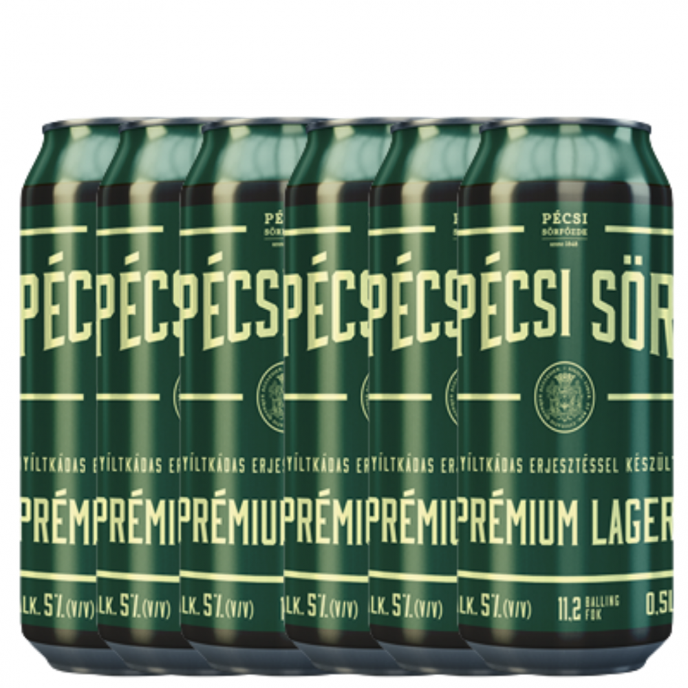 Pachet 6 bucati bere blonda Pecsi Sor Premium Lager, 5% alc., 0.5L, Ungaria