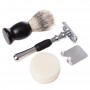 Set cadou barbierit clasic cu Safety Razor, maner din metal, lama dubla si pamatuf