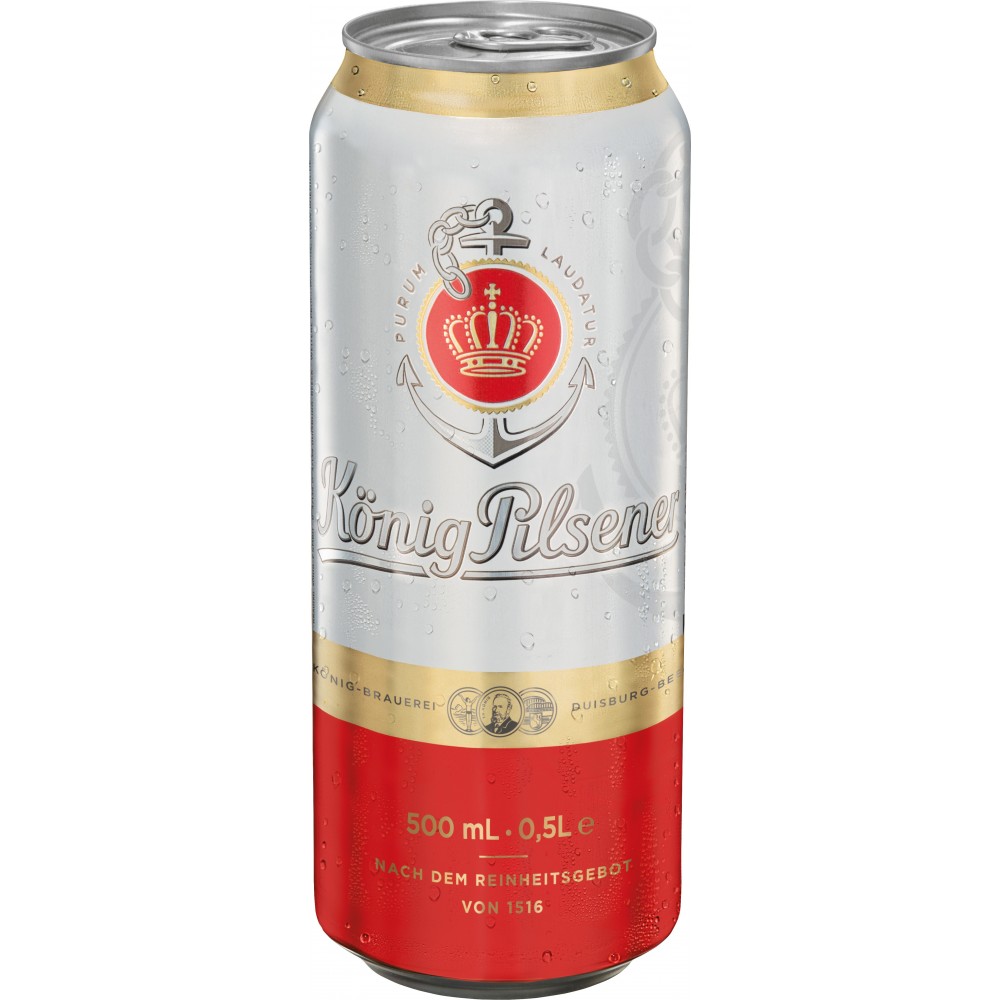 Bere blonda, filtrata Konig, 4.9% alc., 0.5L, doza, Germania