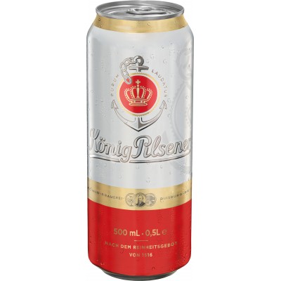 Bere blonda, filtrata Konig, 4.9% alc., 0.5L, doza, Germania