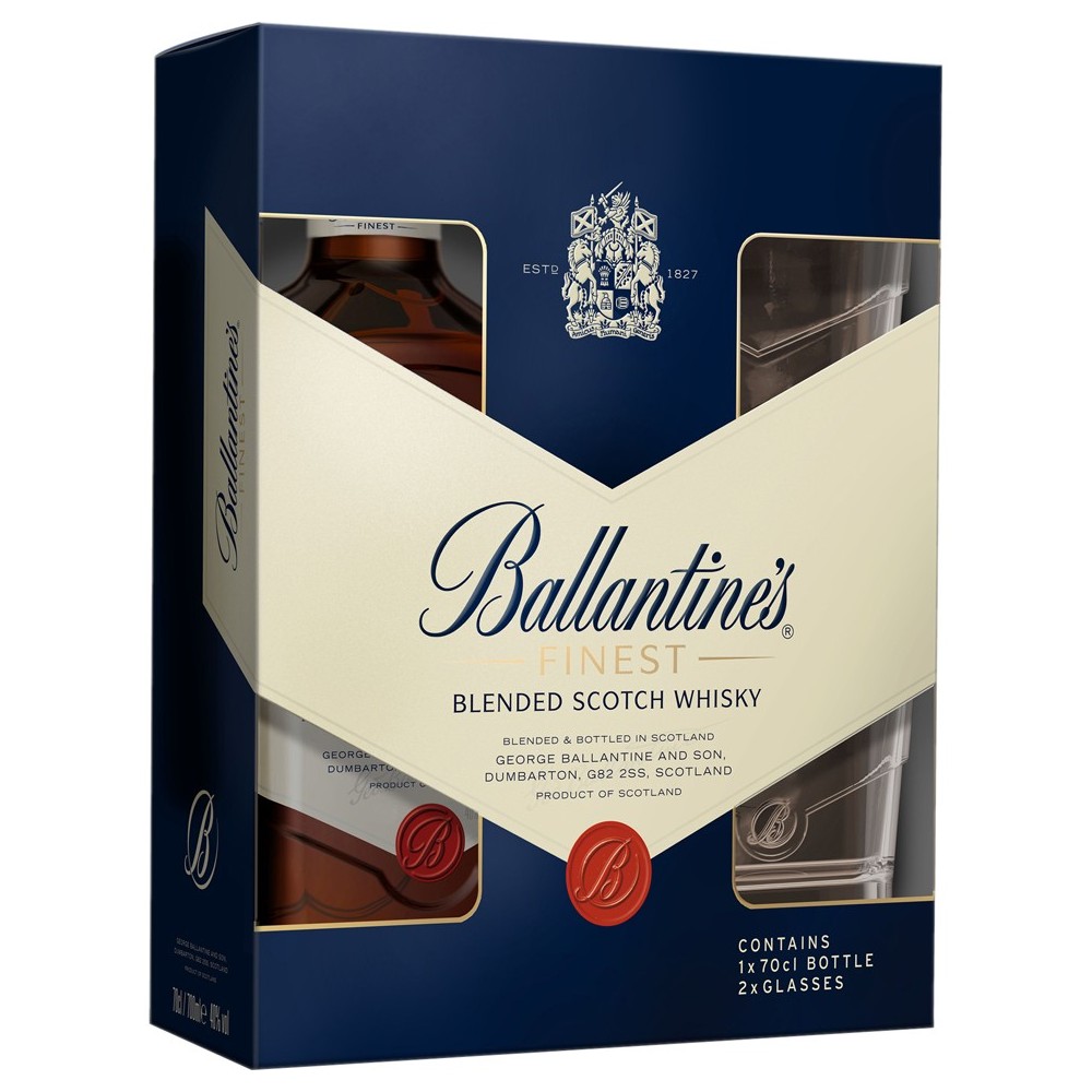 Whisky Ballantine's + 2 Pahar, 0.7L, 40% alc., Scotia