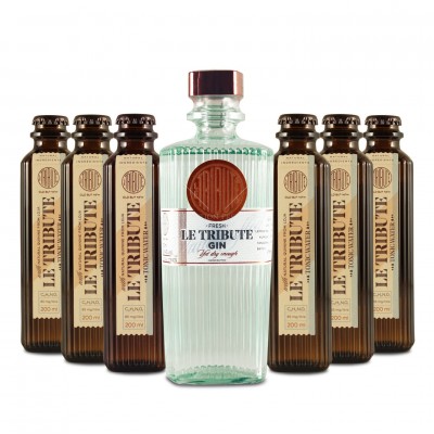 Gin Le Tribute + 8 x Apa tonica Le Tribute, 43% alc., 0.7L, Spania