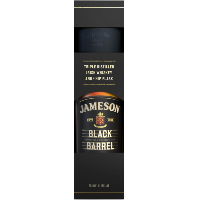 Whisky Jameson Black Barrel + Hip Flask, 0.7L, 40% alc., Irlanda