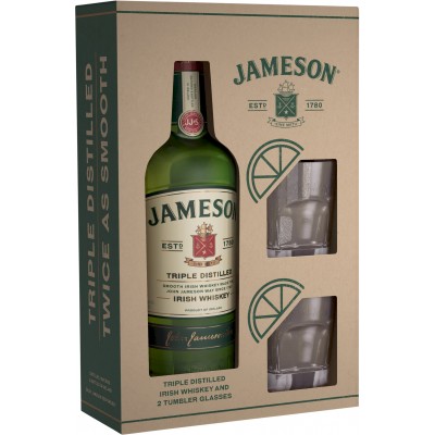 Jameson Original Irish Whisky + 2 Glasses, 0.7L, 40% alc., Ireland