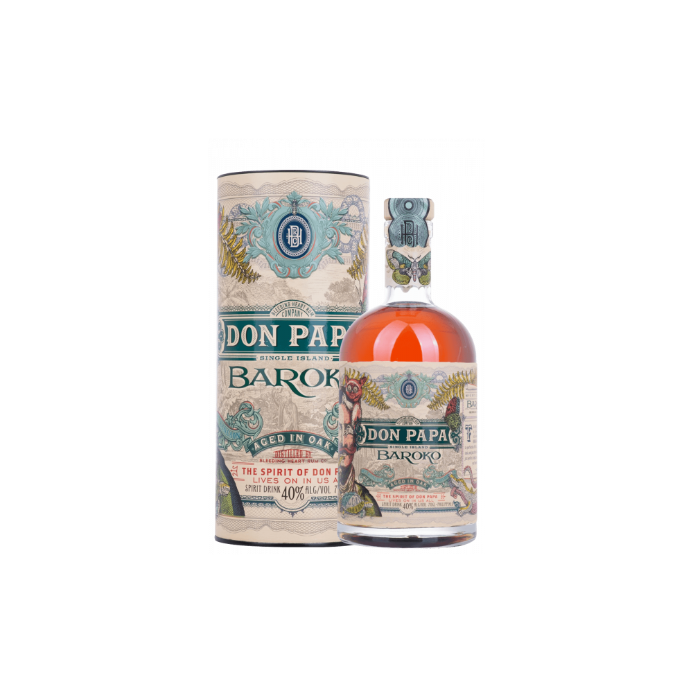 Rom negru Don Papa Baroko + cutie, 40% alc., 0.7L, Filipine