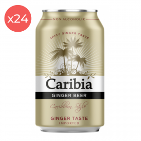 Bax 24 bucati bere blonda, fara alcool, Caribia Ginger, 0% alc., 0.33L, doza, Danemarca