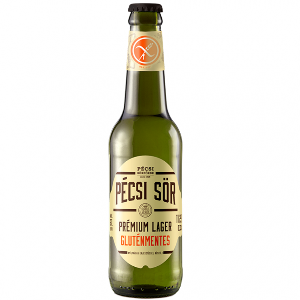 Bere fara gluten Pecsi Sor Premium Lager, 5% alc., 0.33L, Ungaria