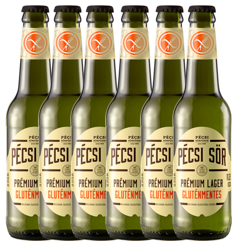 Pachet 6 bucati bere fara gluten Pecsi Sor Premium Lager, 5% alc., 0.33L, Ungaria