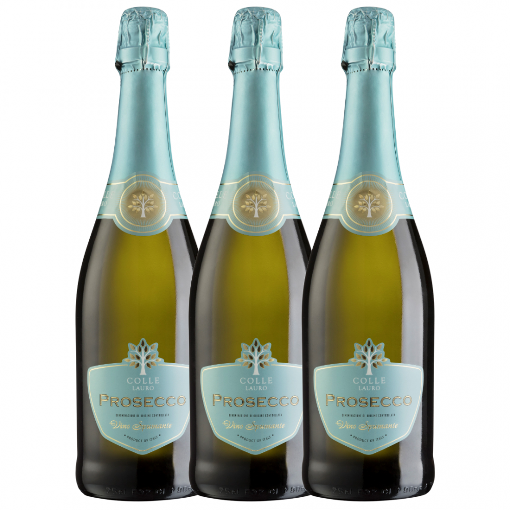 Pachet 3 bucati vin prosecco Fratelli Martini Colle Lauro DOC Brut, 0.75L, 11% alc., Italia